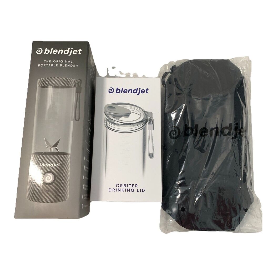 BlendJet Portable Blender 2 20‎ oz Mixer Lid Insulted Sleeve Carbon Fiber NEW